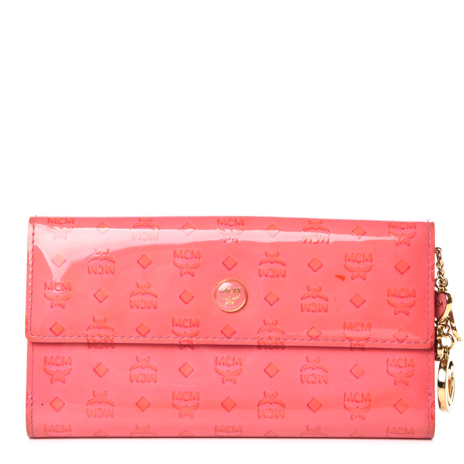 MCM Patent Continental Flap Wallet Pink 1 of 9