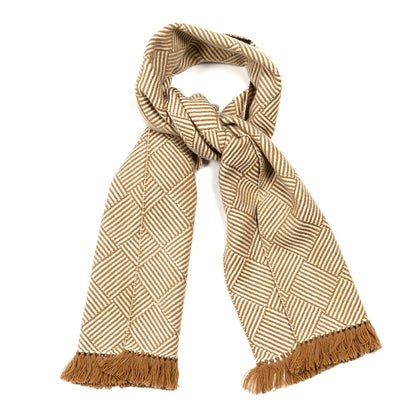 Hermes Cashmere Tile Weave Muffler Camel Ecru 1 of 3