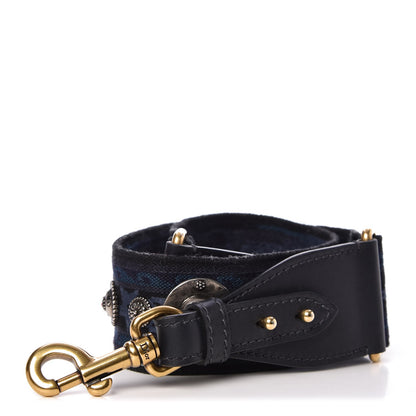 Christian Dior Canvas Embroidered Studded Bohemian Shoulder Strap Blue 1 of 5