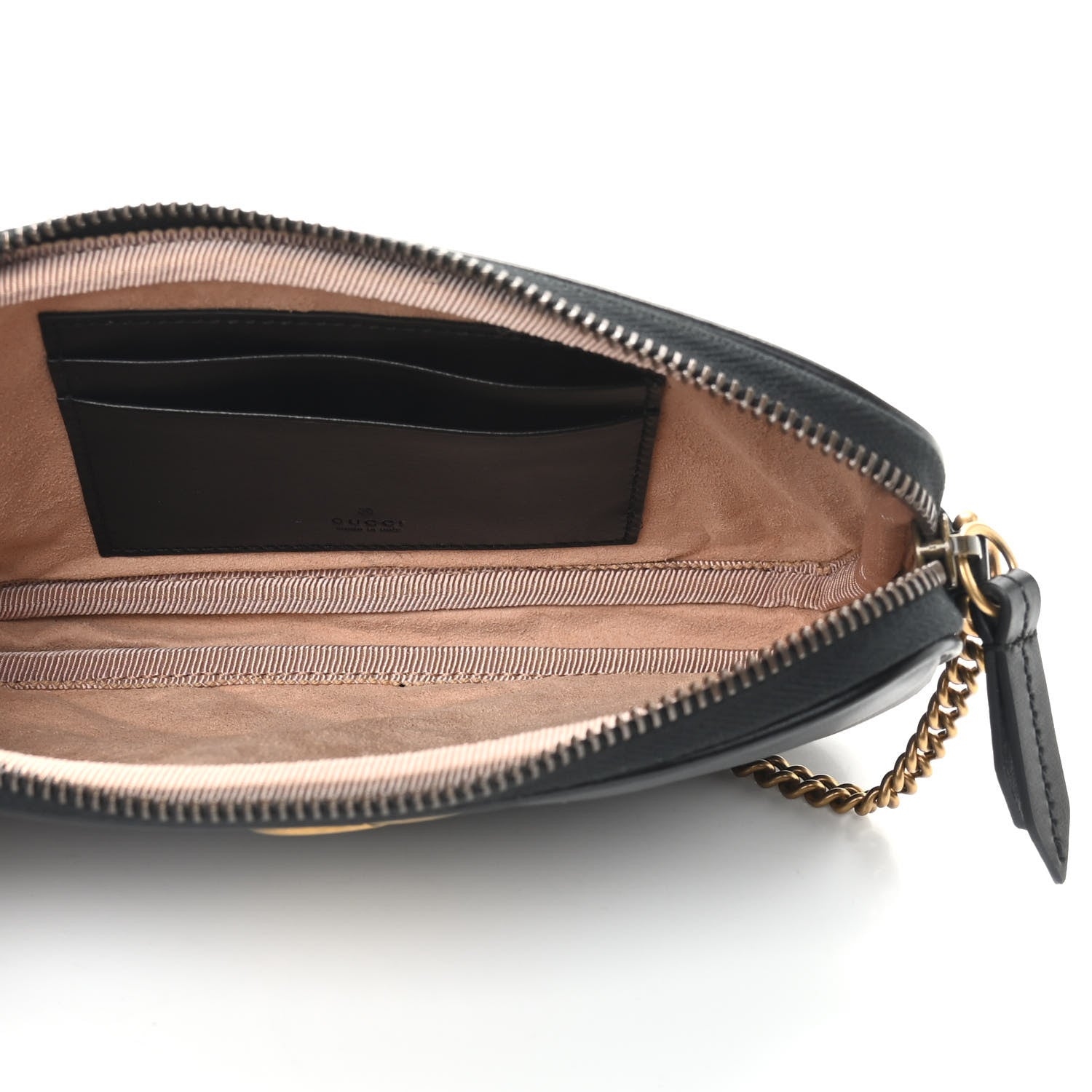 Gucci Calfskin Matelasse Mini GG Marmont Chain Crossbody Bag Black 5 of 9