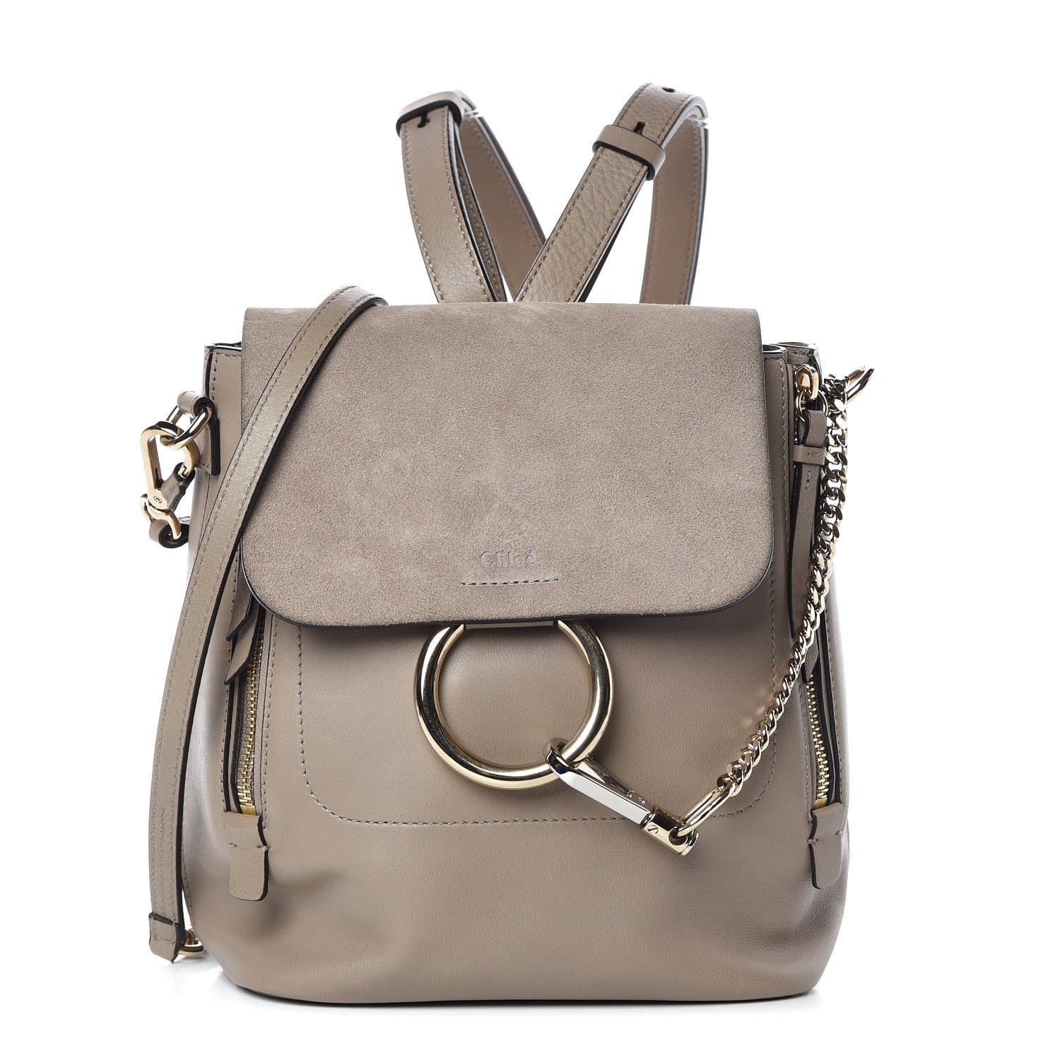 Chloe Suede Calfskin Small Faye Backpack Motty Grey 1 of 10