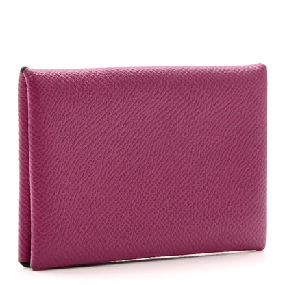 Hermes Epsom Calvi Card Case Rose Pourpre 3 of 6