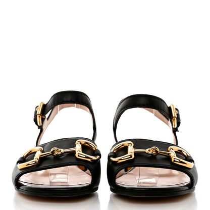Gucci Nappa Charlotte Horsebit Block Heel 45mm Sandals 37 Black 2 of 14