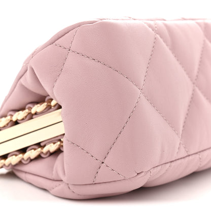 Chanel Lambskin Quilted Chain Frame Clutch Pink 9 of 11