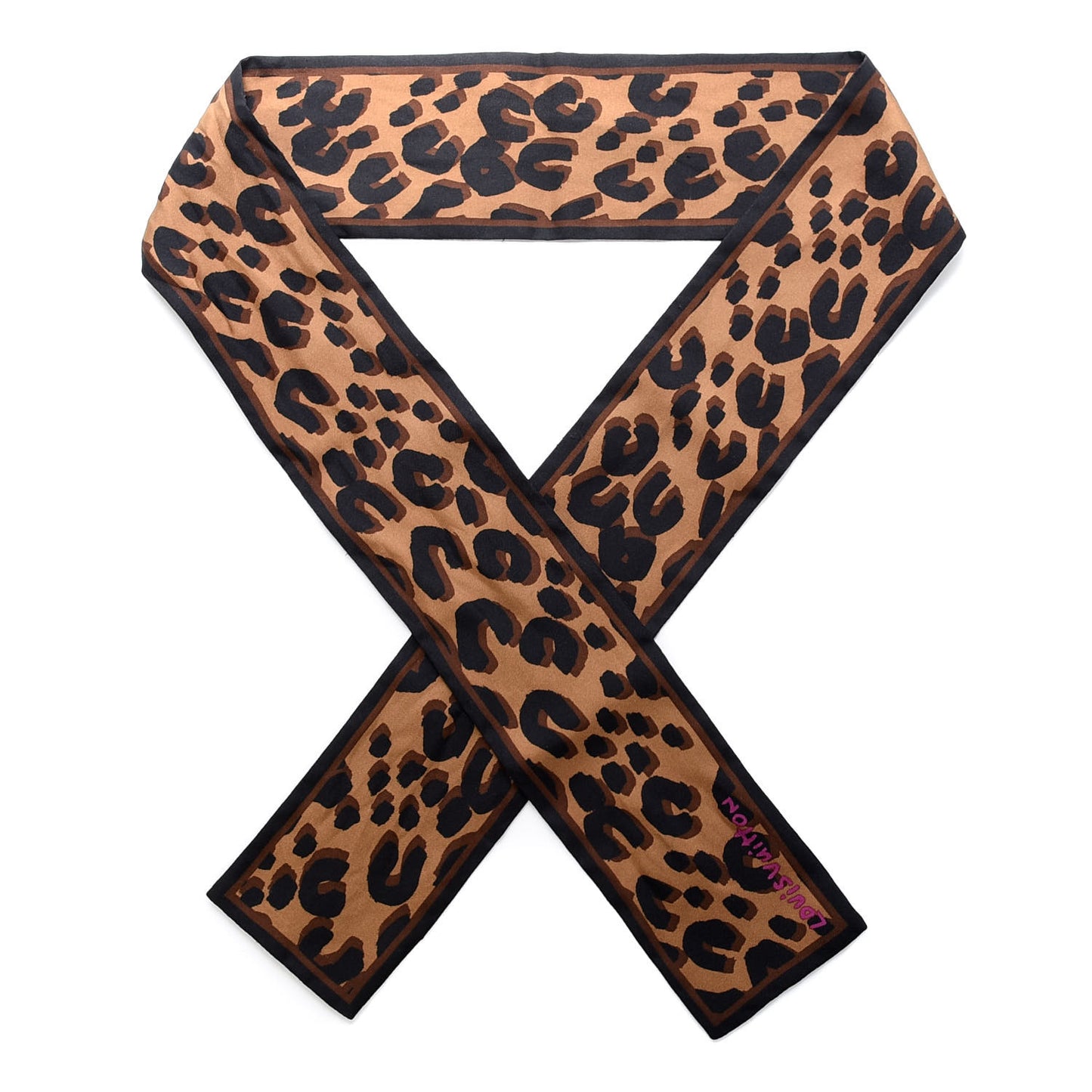 Silk Leopard Bandeau Scarf Marron