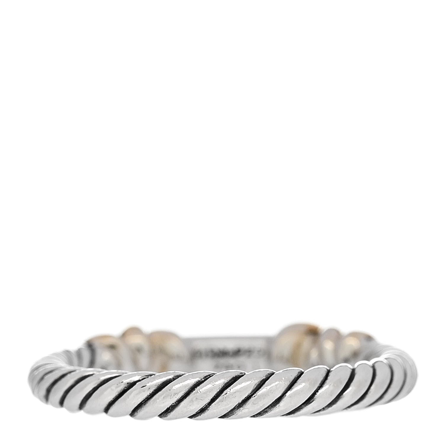 David Yurman Sterling Silver 18K Yellow Gold Diamond Petite Helena Wrap Ring 54 7 3 of 4