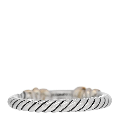 David Yurman Sterling Silver 18K Yellow Gold Diamond Petite Helena Wrap Ring 54 7 3 of 4