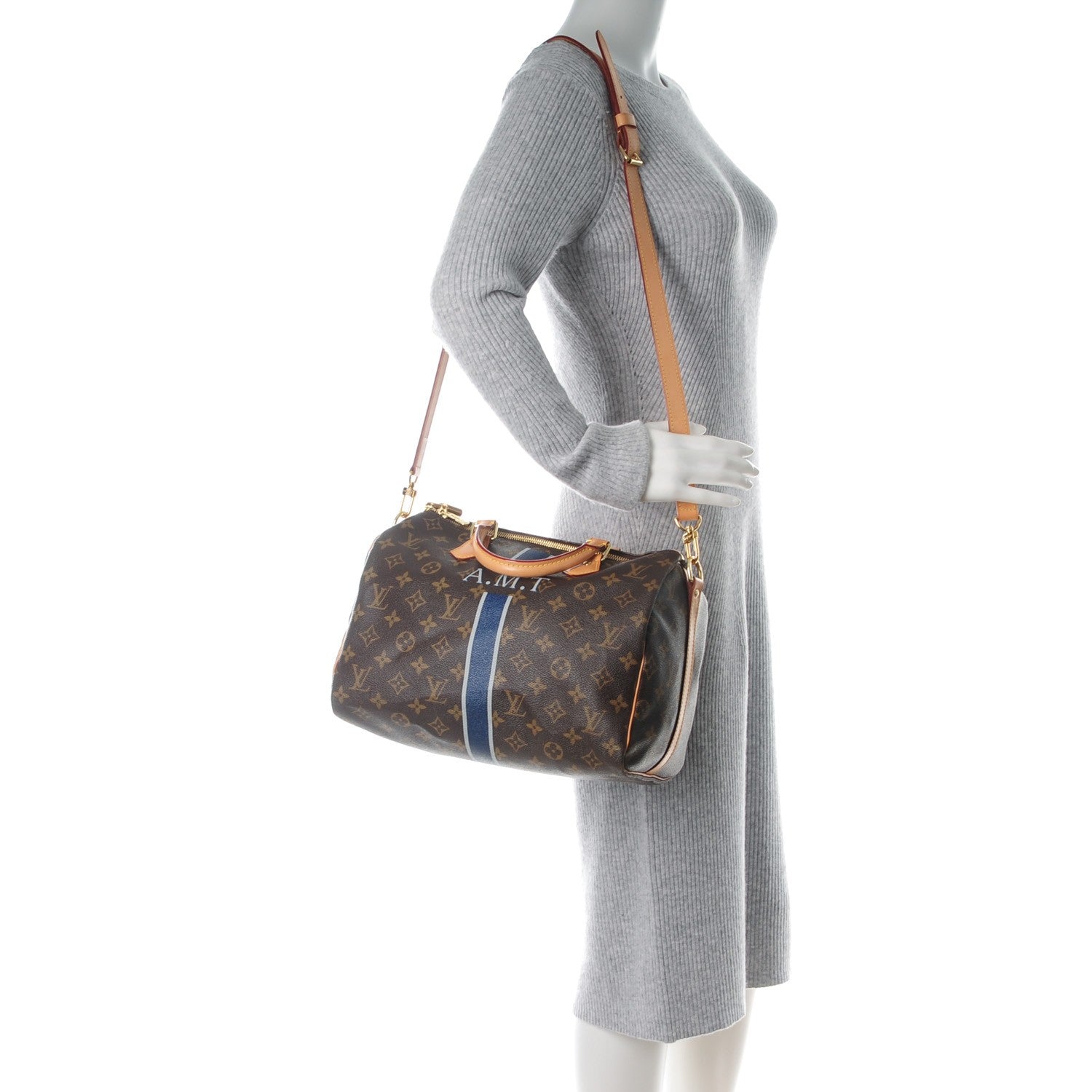 Louis Vuitton Monogram My LV Heritage Speedy Bandouliere 30 Blue Marine Gris 2 of 9
