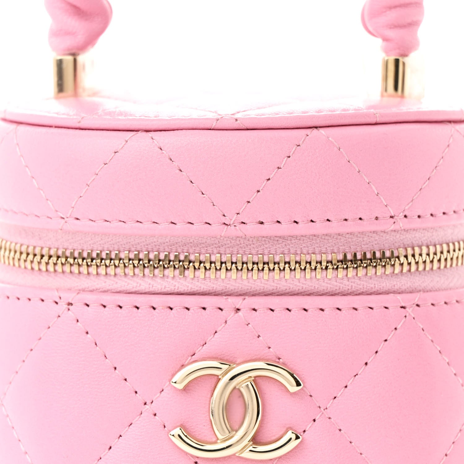 Chanel Lambskin Quilted Ruched Handle Vanity Case Pink 8 of 11