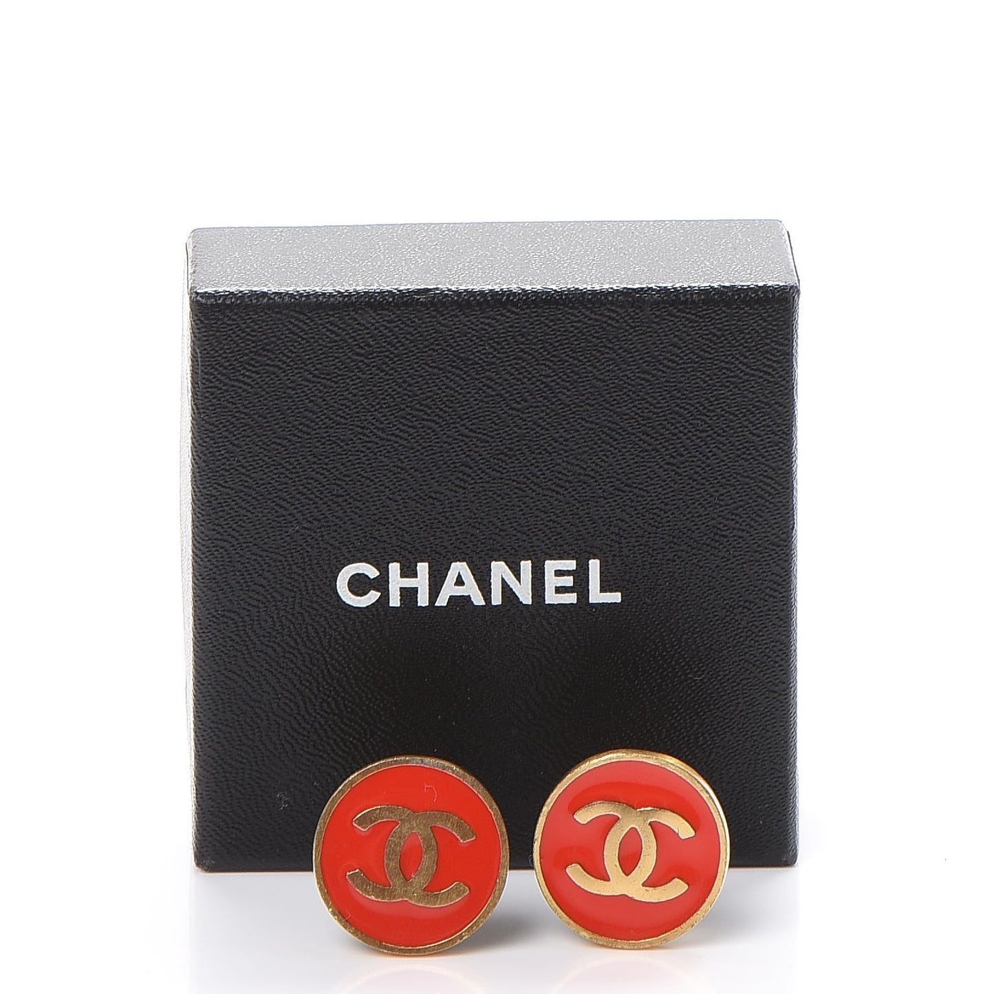 Enamel CC Clip On Earrings Red