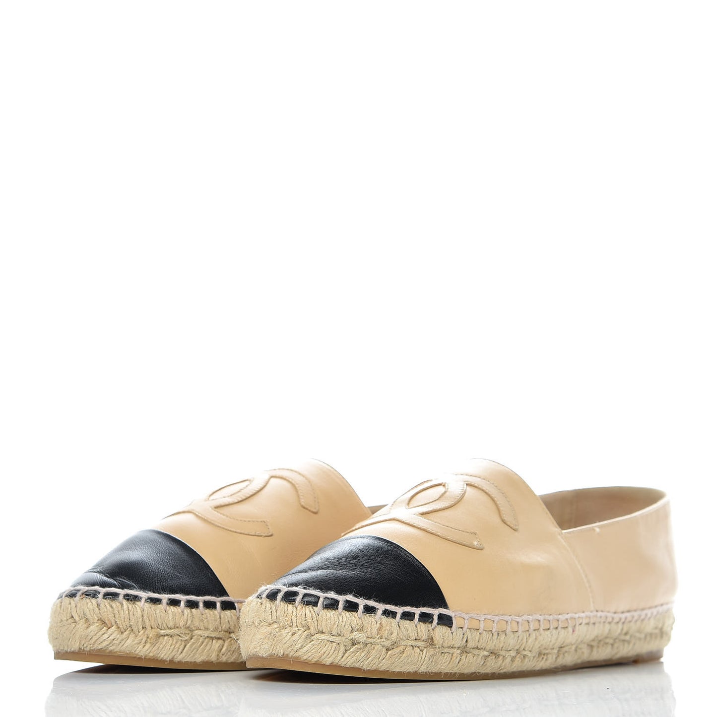 Lambskin CC Espadrilles 41 Beige Black