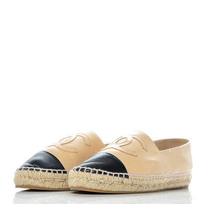 Chanel Lambskin CC Espadrilles 41 Beige Black 3 of 11