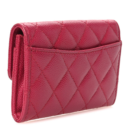 Chanel Caviar Quilted Flap Card Holder Wallet Dark Pink 3 of 12