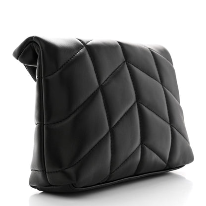 Saint Laurent Lambskin Monogram Loulou Puffer Pouch Clutch Black 3 of 7