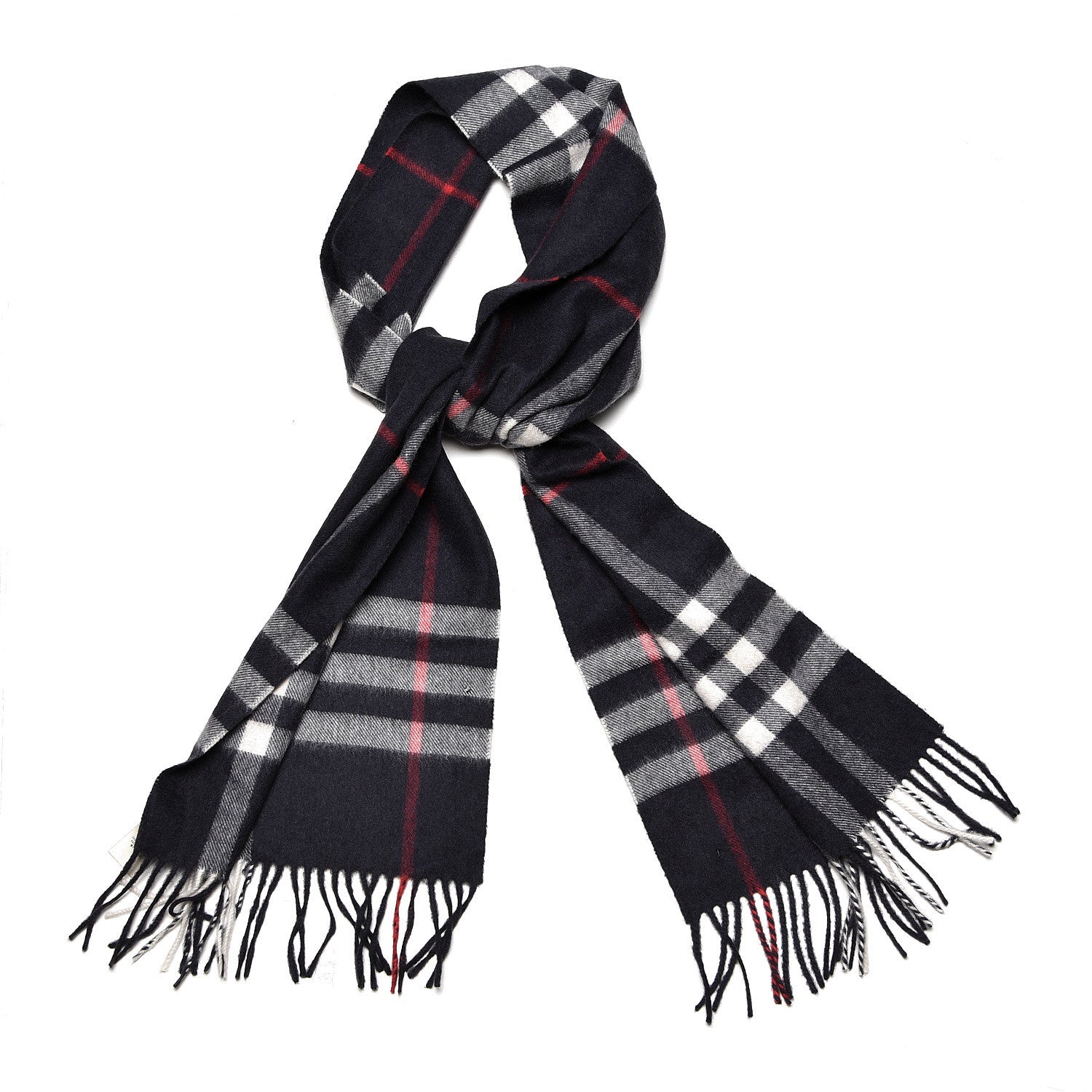 Burberry Cashmere Nova Check Fringe Scarf Blue 1 of 6