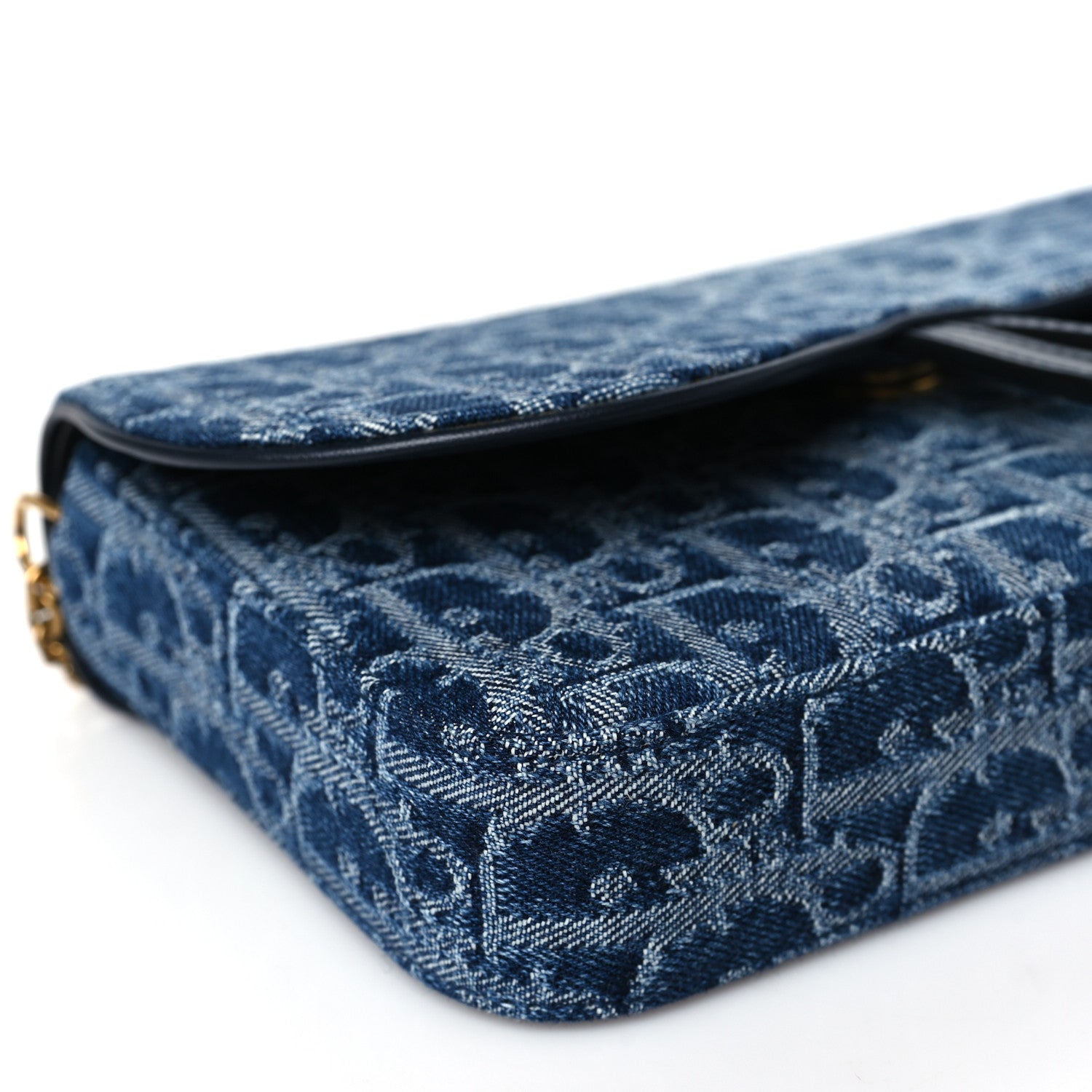 Christian Dior Oblique Denim Saddle Chain Long Wallet Blue 9 of 11