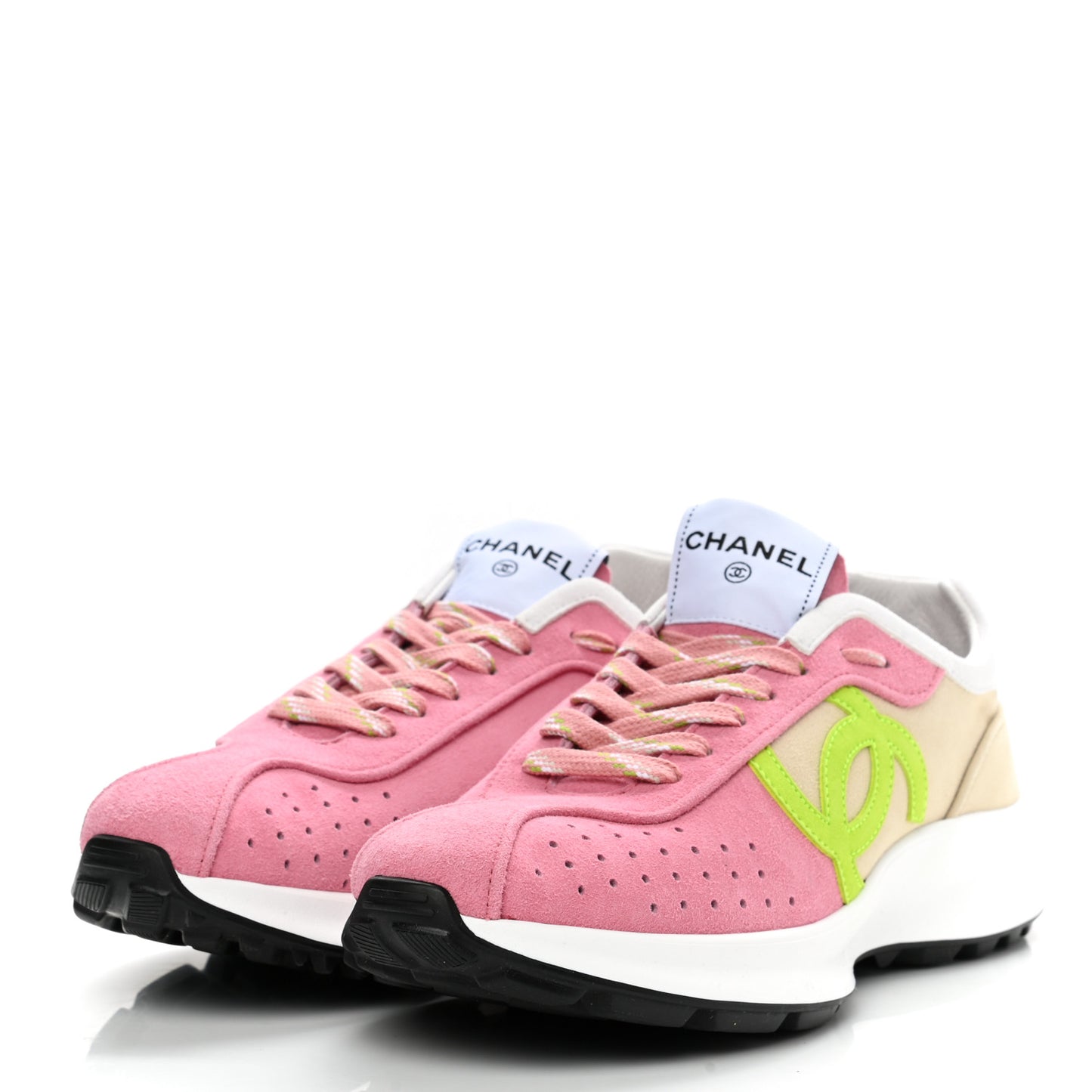 Fabric Suede Kidskin CC Sneakers 40 Pink Green