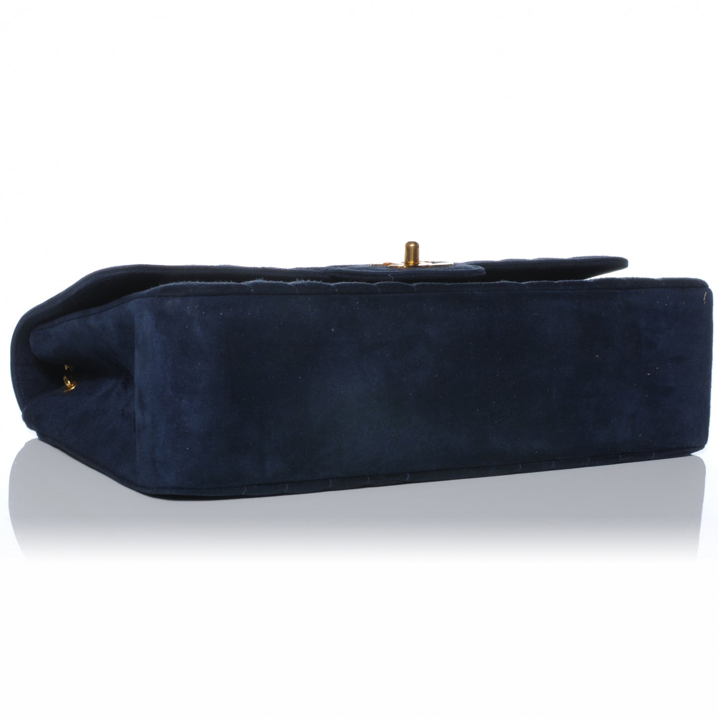 Suede Vertical Quilt Medium Flap Blue
