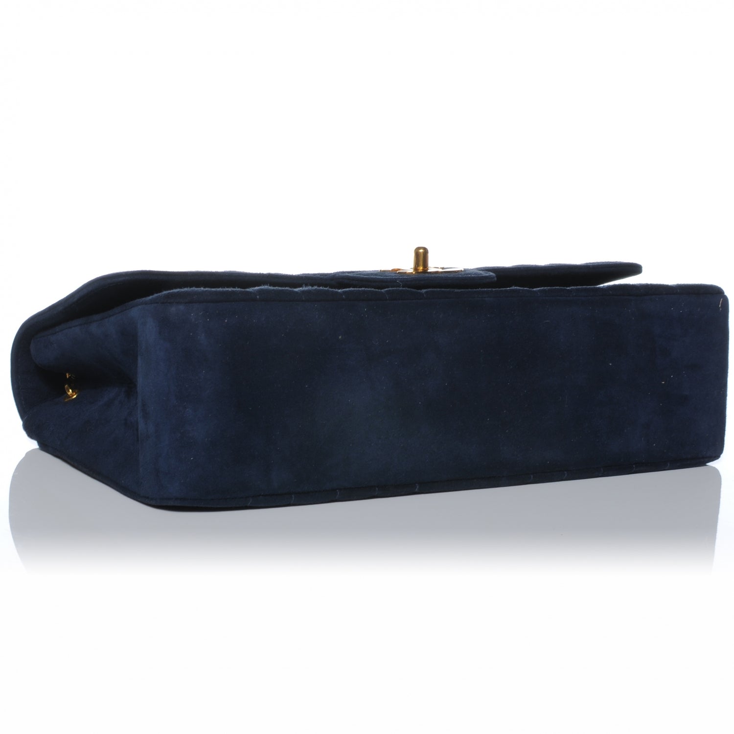 Chanel Suede Vertical Quilt Medium Flap Blue 4 of 8
