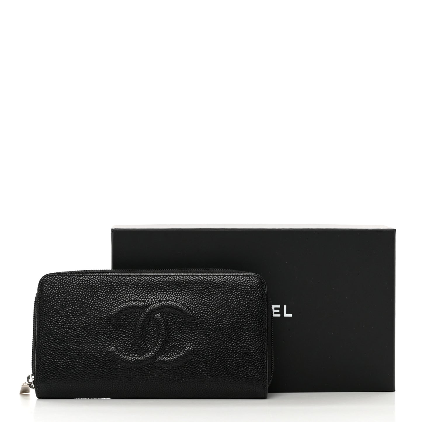 Caviar Large Timeless CC Zip Around Organizer Wallet Black