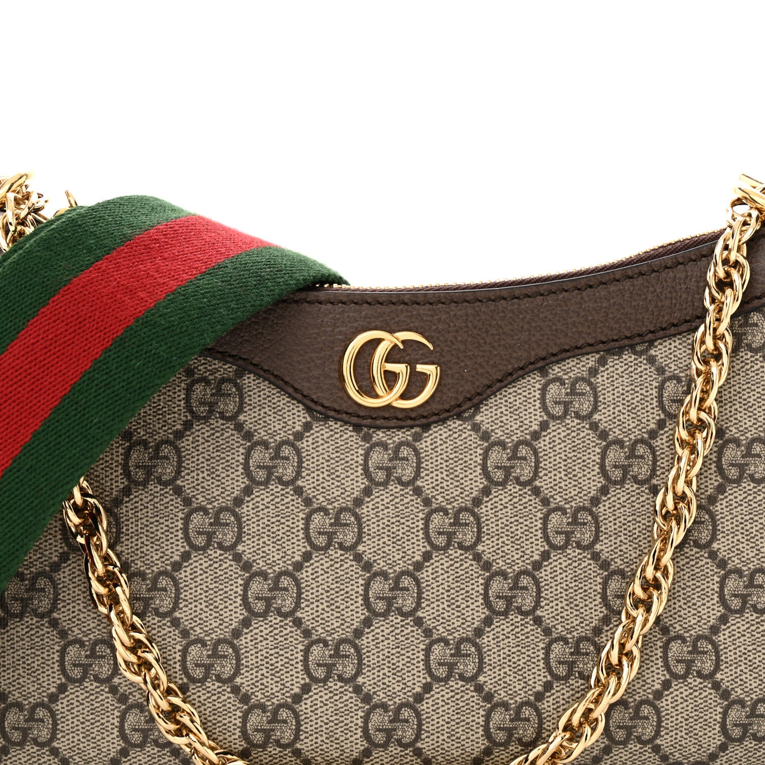 Gucci GG Supreme Monogram Textured Dollar Calfskin Web Small Ophidia GG Handbag Beige Ebony New Acero 8 of 13