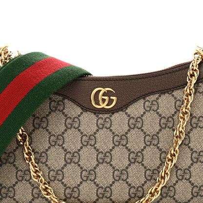 Gucci GG Supreme Monogram Textured Dollar Calfskin Web Small Ophidia GG Handbag Beige Ebony New Acero 8 of 13