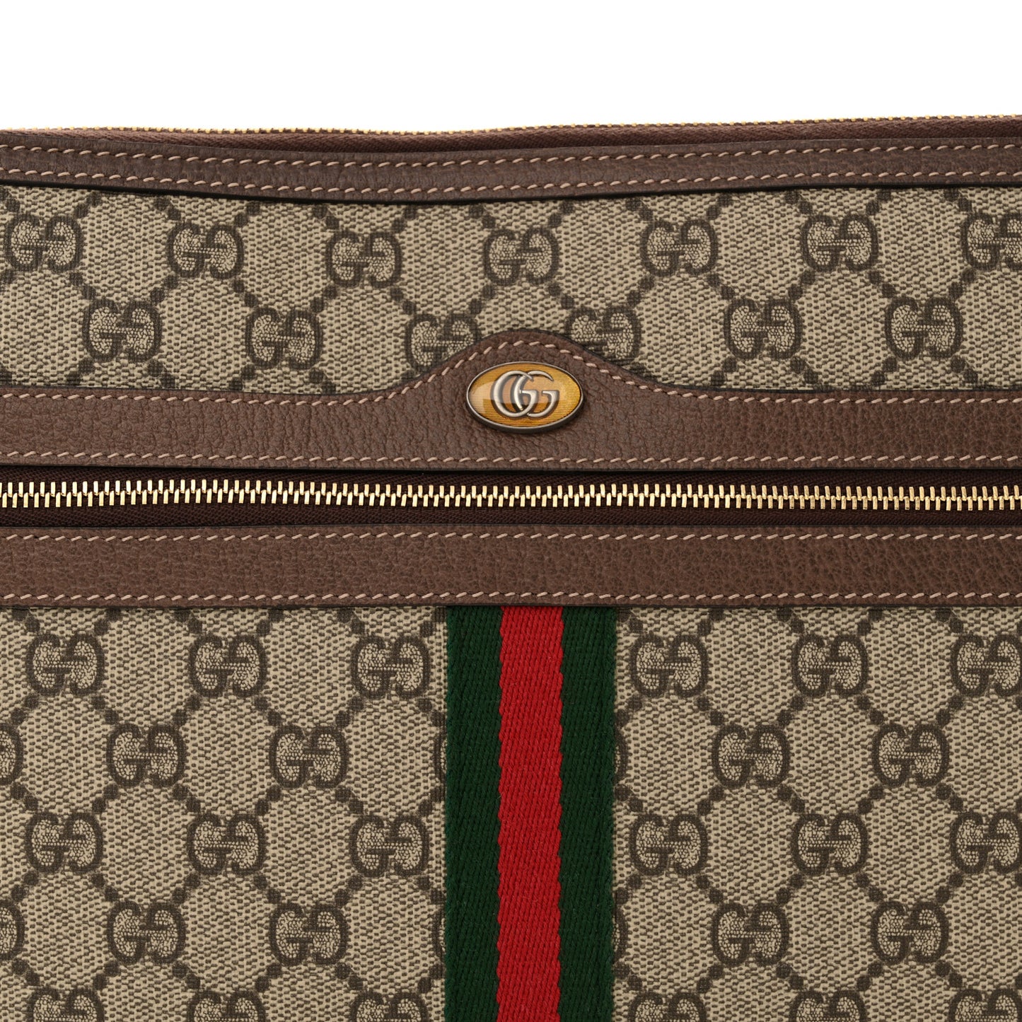 GG Supreme Monogram Large Ophidia Pouch Clutch Brown
