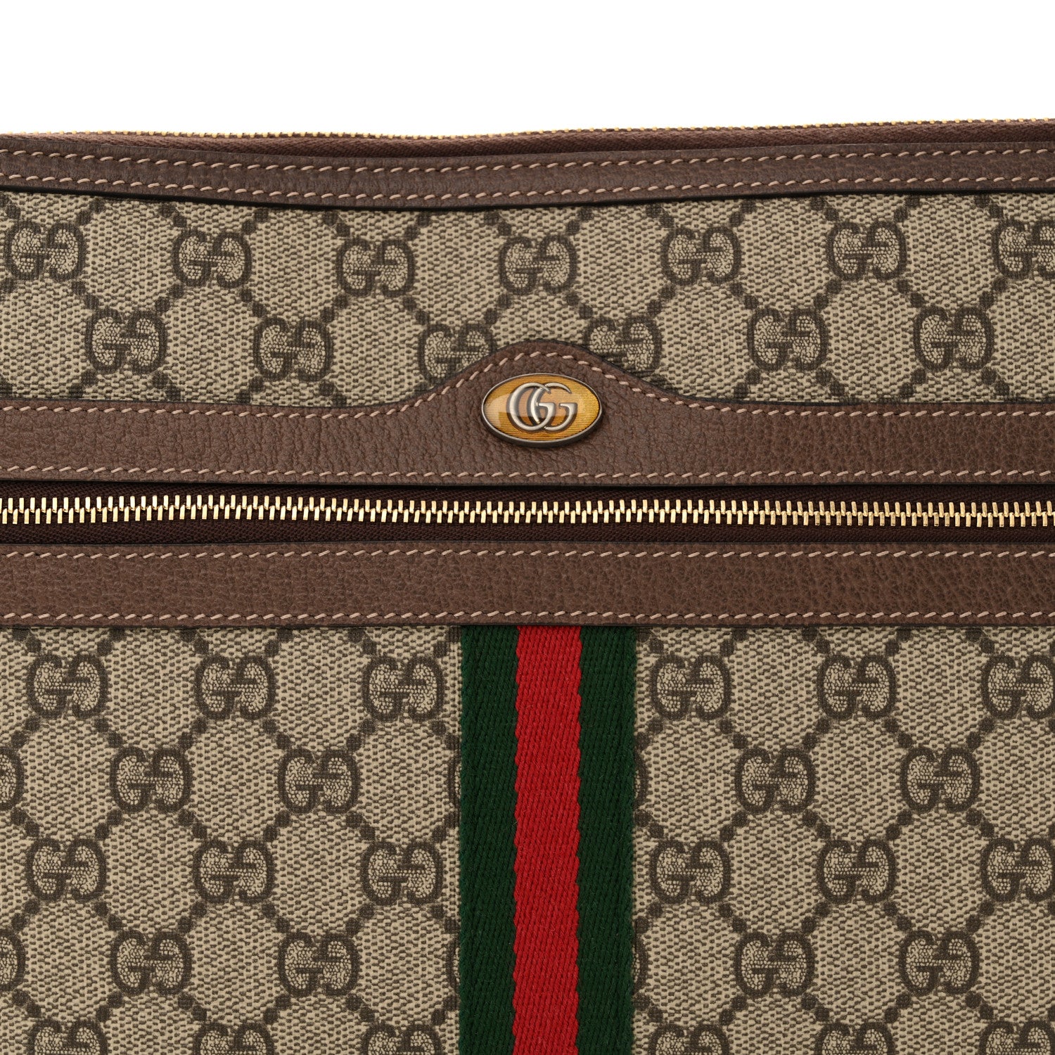 Gucci GG Supreme Monogram Large Ophidia Pouch Clutch Brown 8 of 11