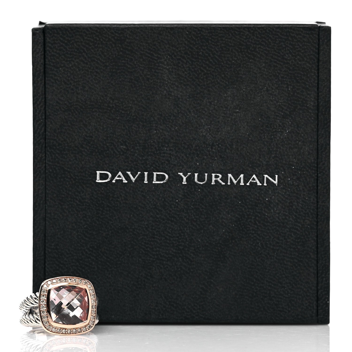 David Yurman Sterling Silver 18K Rose Gold Diamond Morganite 11mm Albion Ring 52 6 6 of 6