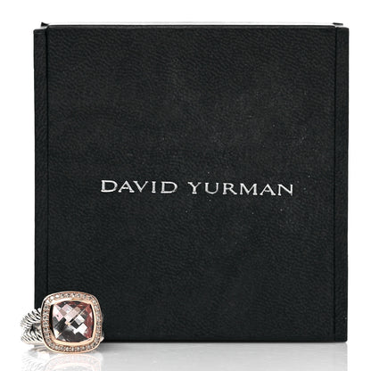 David Yurman Sterling Silver 18K Rose Gold Diamond Morganite 11mm Albion Ring 52 6 6 of 6