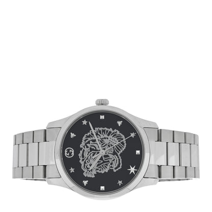 Gucci Stainless Steel 38mm G-Timeless Tiger Quartz Watch Black 2 of 4