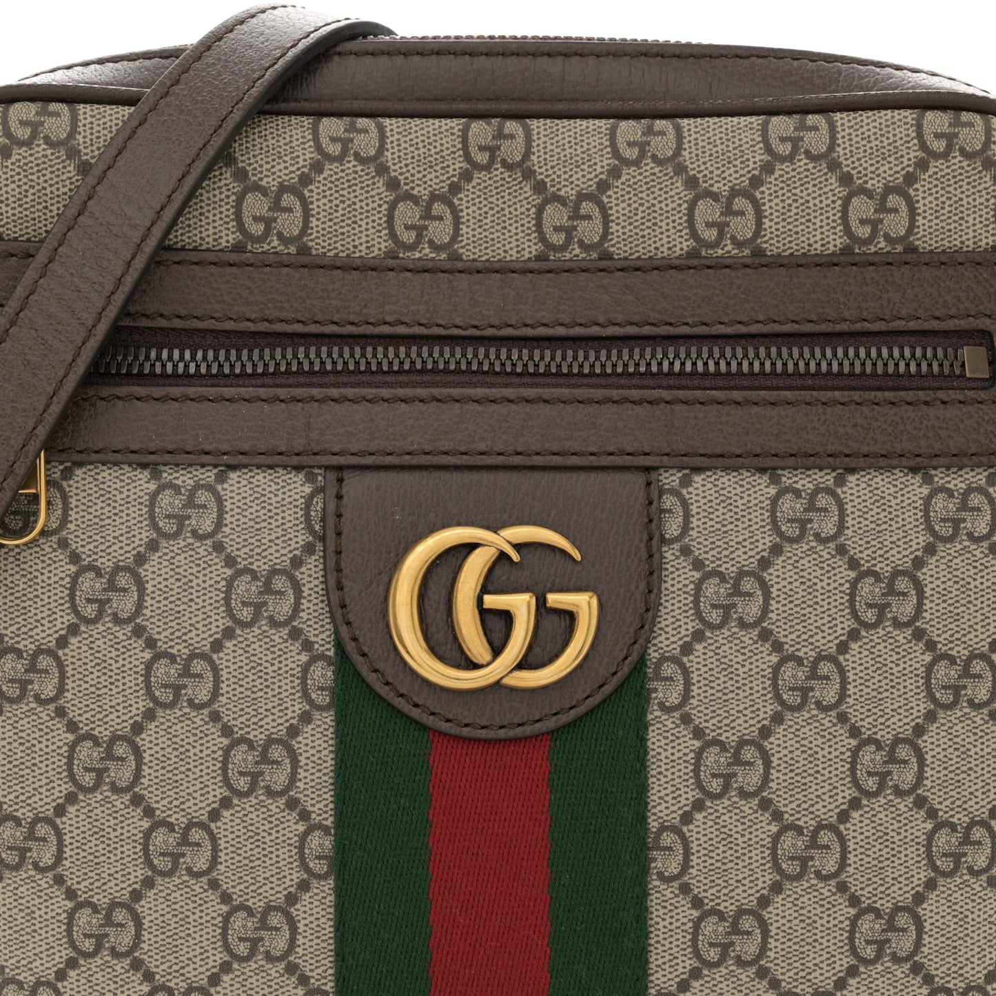 GG Supreme Monogram Web Small Ophidia Messenger Bag Brown