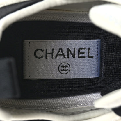 Chanel Velvet Calfskin Mixed Fibers CC Sneakers 37.5 Ivory Black 7 of 7