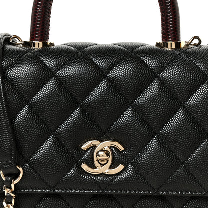 Chanel Caviar Lizard Embossed Quilted Extra Mini Coco Handle Flap Black 8 of 11