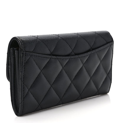 Chanel Caviar Quilted Medium Gusset Flap Wallet Black 3 of 8
