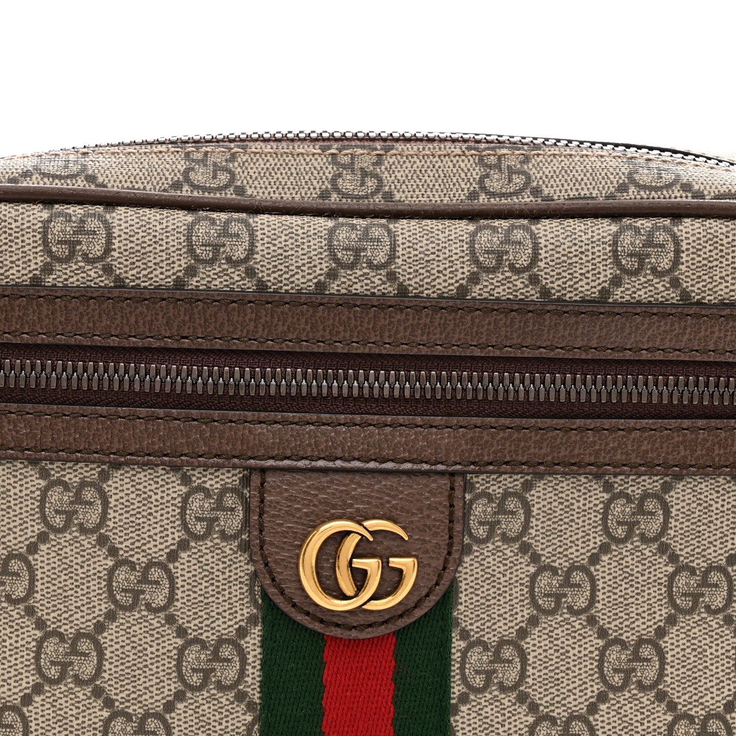 Soft GG Supreme Monogram Medium Ophidia Belt Bag Dark Brown