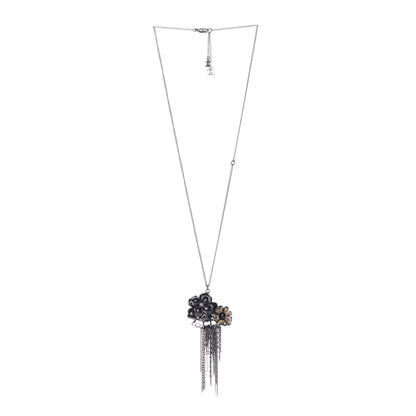 Chanel Ruthenium Gripoix CC Camellia Necklace Black 3 of 9