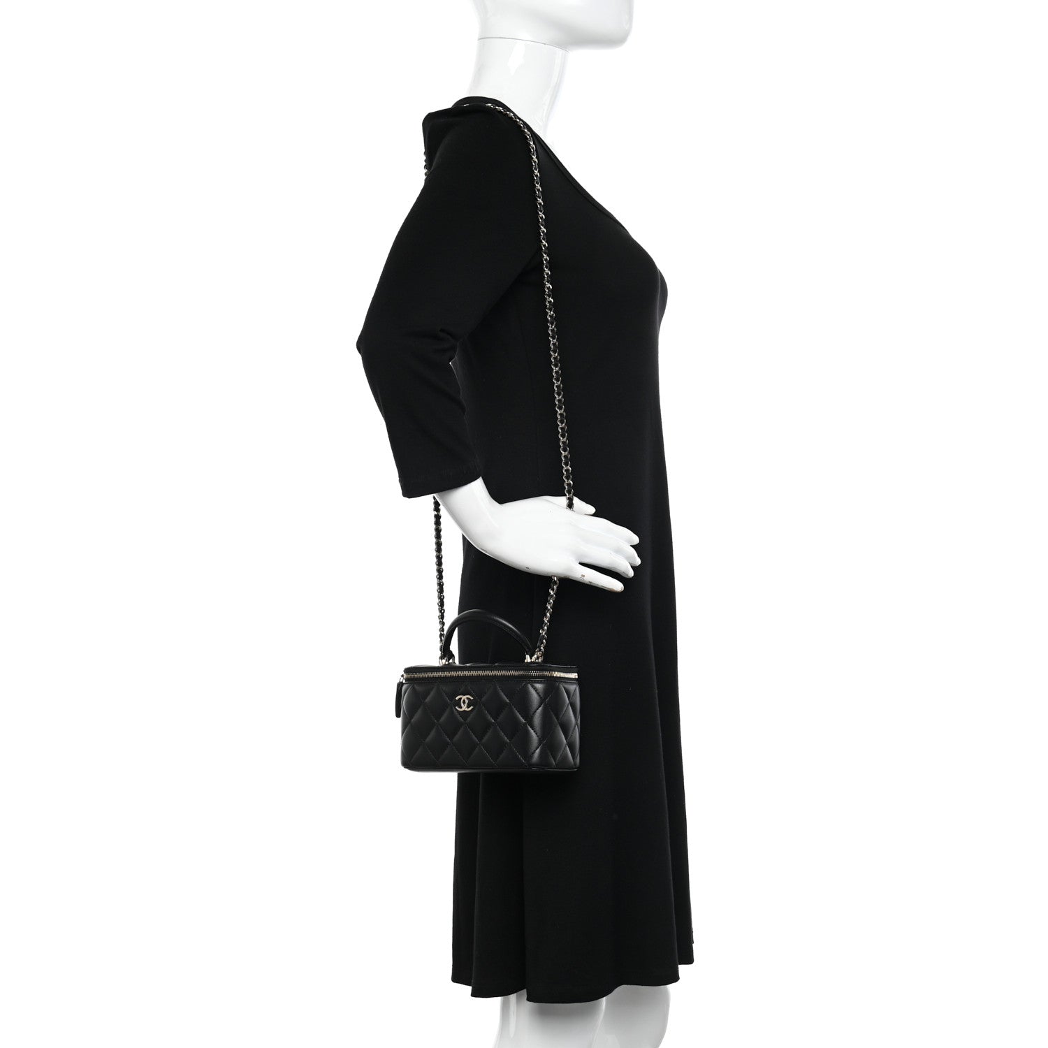 Chanel Lambskin Quilted Small Top Handle Vanity Case With Chain Black 2 of 12