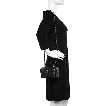 Chanel Lambskin Quilted Small Top Handle Vanity Case With Chain Black 2 of 12