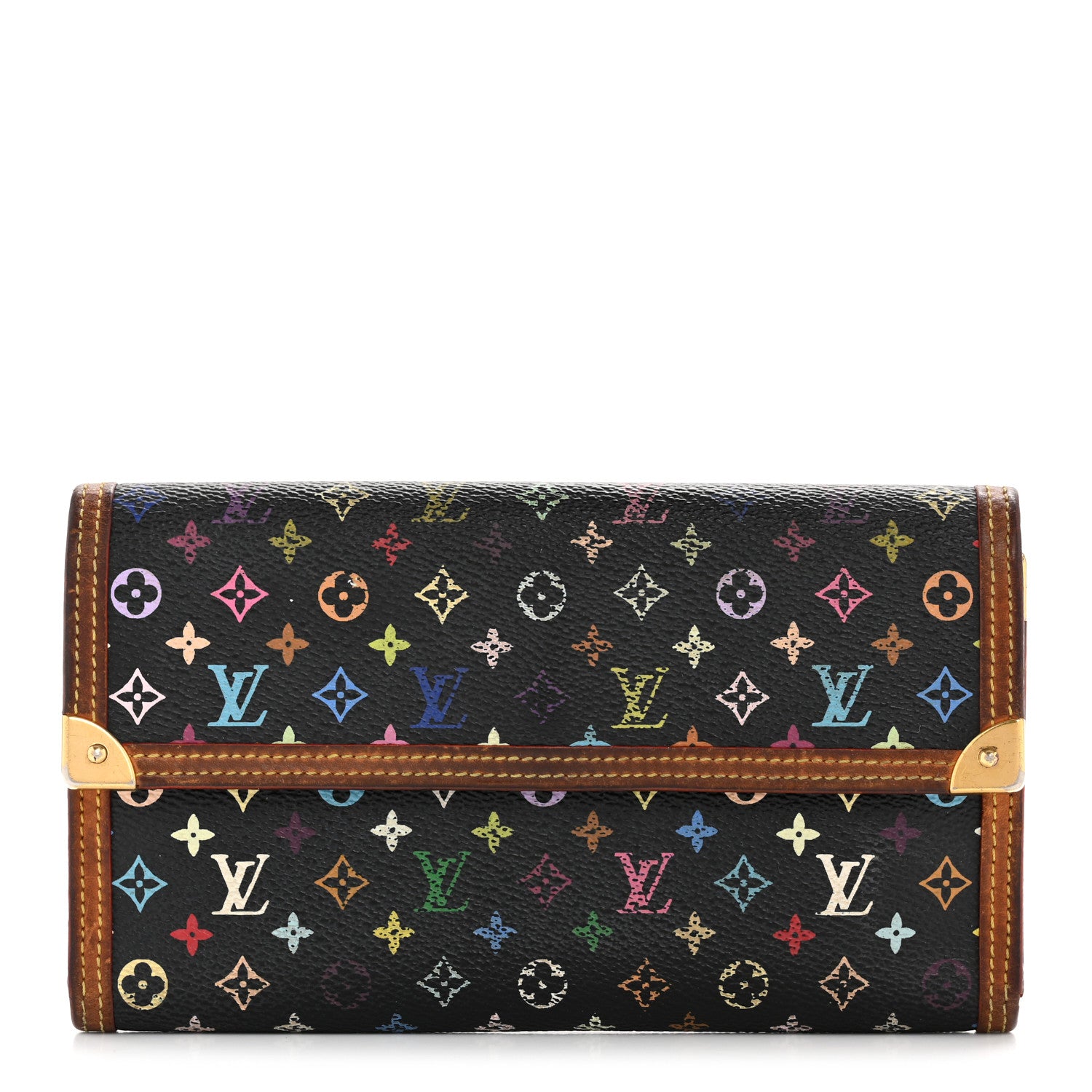 Louis Vuitton Monogram Multicolor Porte Tresor International Wallet Black 1 of 10
