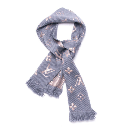 Louis Vuitton Wool Silk Logomania Shine Scarf Grey 1 of 4