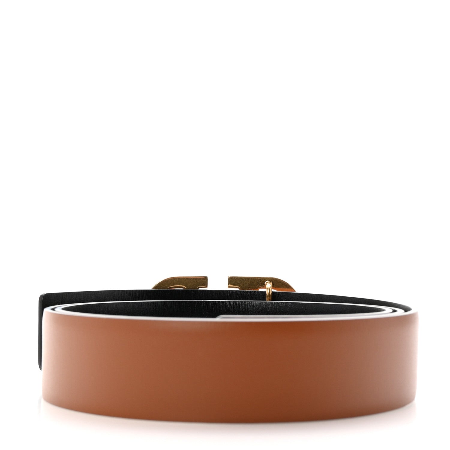 Valentino Garavani Glossy Calfskin VLogo Reversible 30mm Belt 85 34 Saddle Brown Black 2 of 6