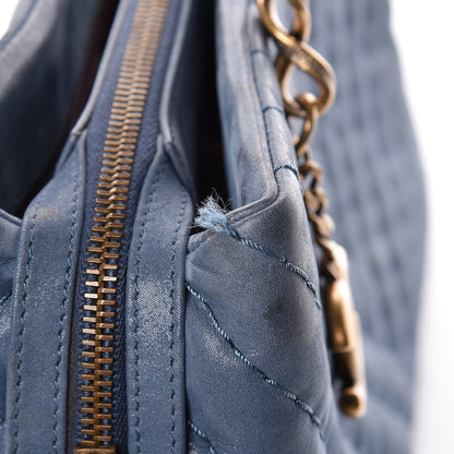 Chanel Iridescent Calfskin Chevron Quilted Surpique Tote Dark Blue 4 of 23