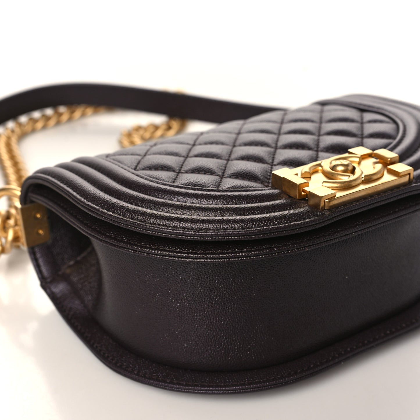 Caviar Quilted Small Boy Messenger Bag Brown