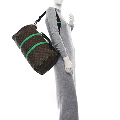 Louis Vuitton Monogram Macassar Keepall Bandouliere 50 Minty Green 2 of 11