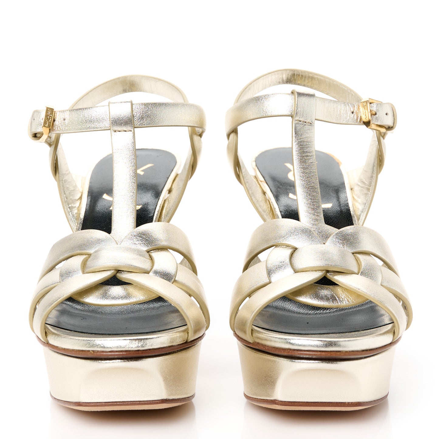 Metallic Nappa Tribute 75 Platform Sandals 35 Platino