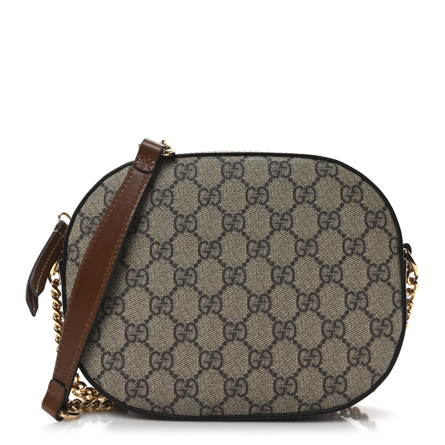 Gucci GG Supreme Monogram Cuoio Toscano Mini Chain Shoulder Bag Beige Ebony Cuir 1 of 10