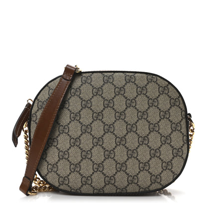 Gucci GG Supreme Monogram Cuoio Toscano Mini Chain Shoulder Bag Beige Ebony Cuir 1 of 10