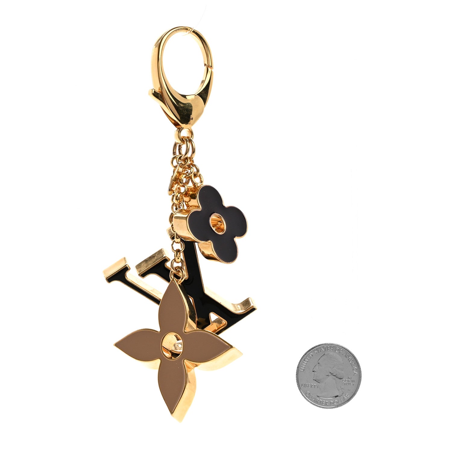 Louis Vuitton Metal Enamel Fleur De Monogram Bag Charm Dore 2 of 6