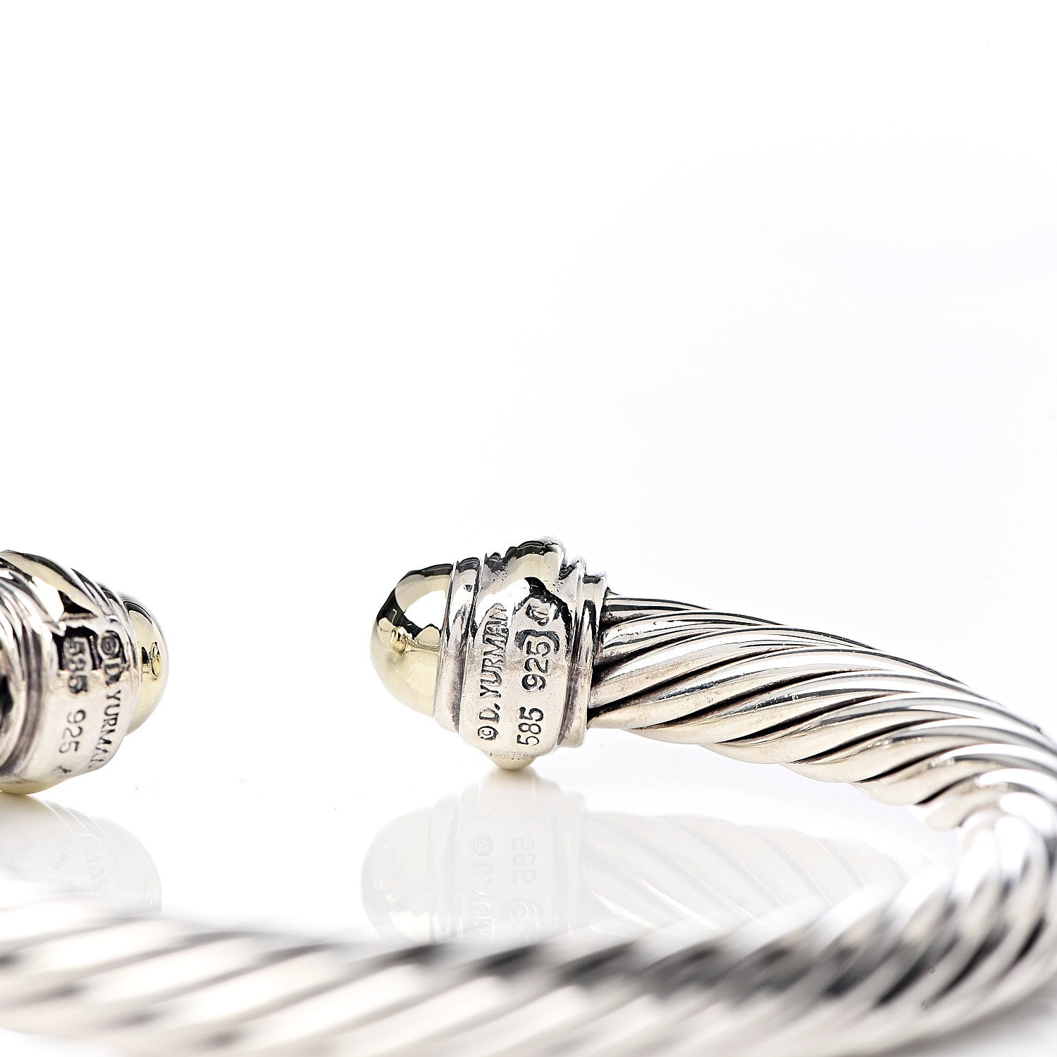 David Yurman Sterling Silver 14K Yellow Gold 7mm Cable Classics Bracelet 4 of 4
